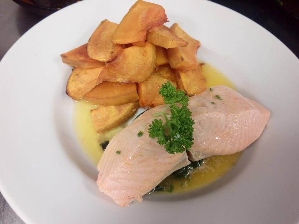 DIY Poached Salmon with roast pumpkin and Beurre Blanc